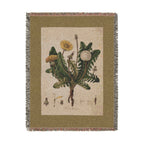 Leontodon Taraxacum Dandelion Woven Blanket, Flora Londinensis, Vintage Botanical Art