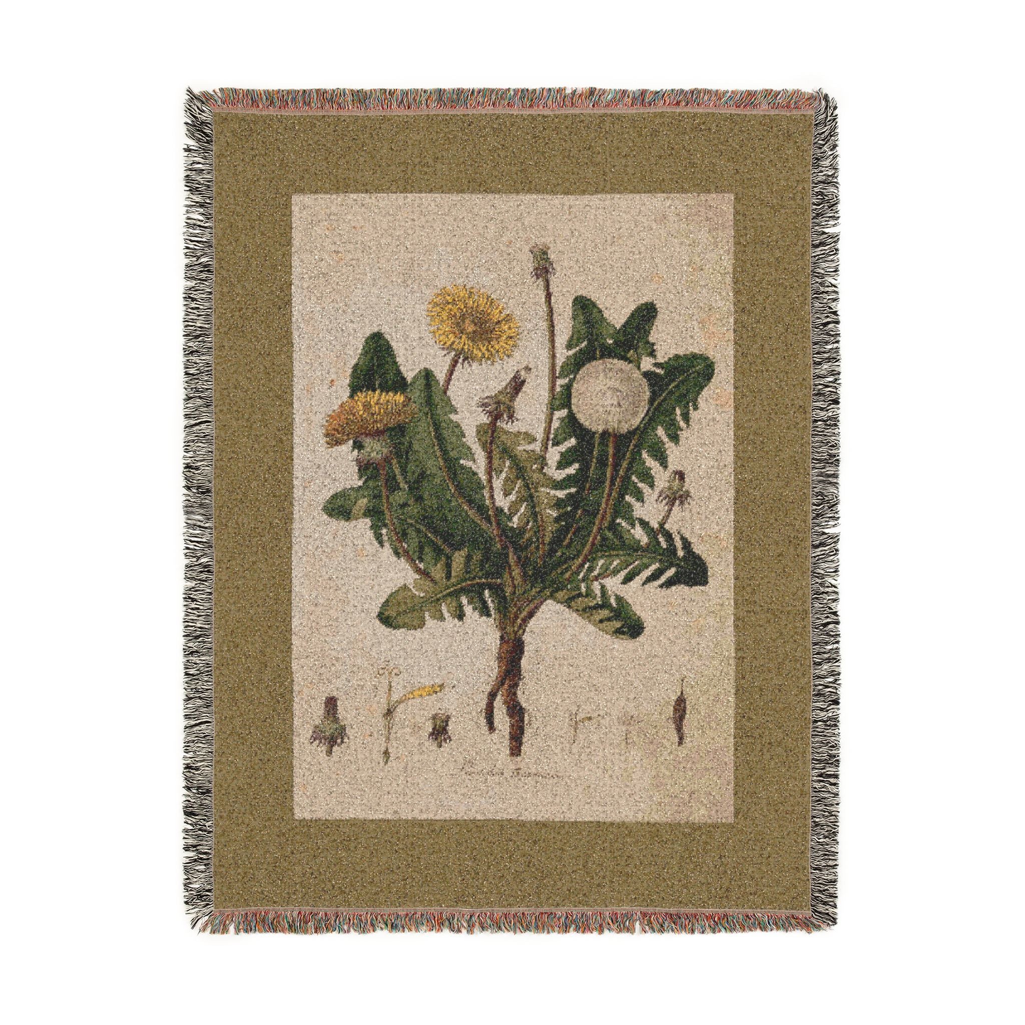 Leontodon Taraxacum Dandelion Woven Blanket, Flora Londinensis, Vintage Botanical Art