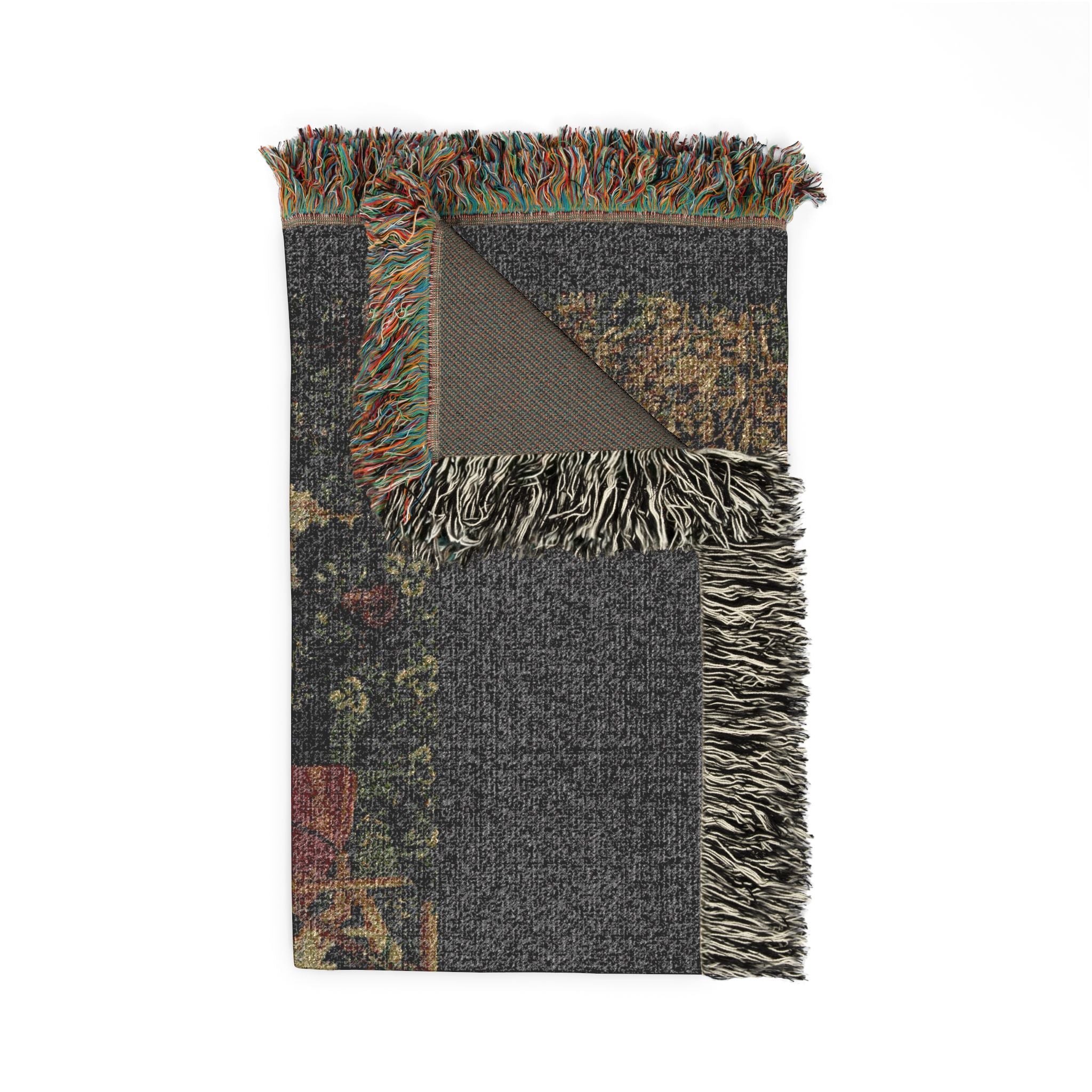 The Hunters Return to the Castle Woven Blanket, Medieval Unicorn Tapestry Art Throw