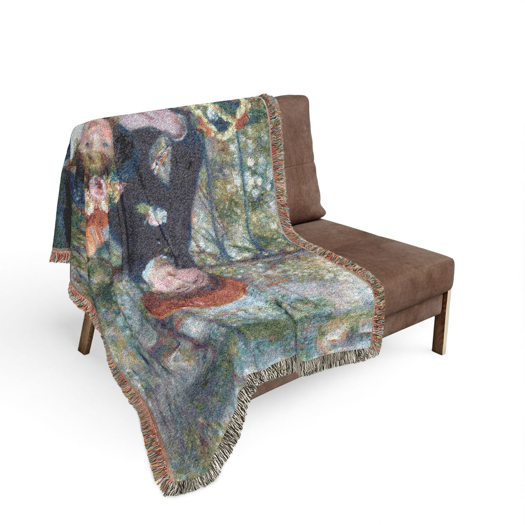 Two Sisters (On the Terrace) Woven Blanket, Pierre-Auguste Renoir, Impressionist Art Throw