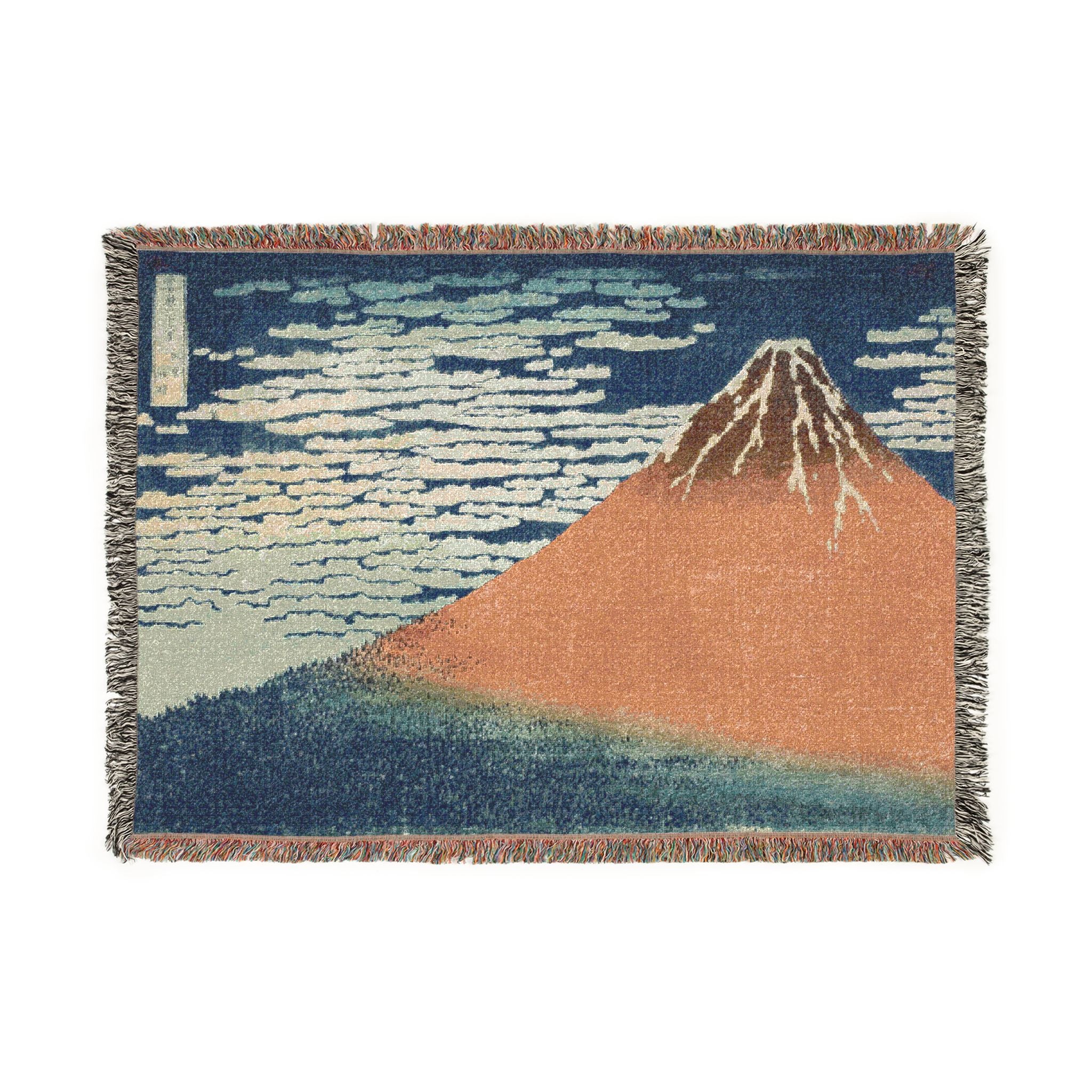 A Mild Breeze on a Fine Day Woven Blanket, Katsushika Hokusai, Japanese Landscape Art