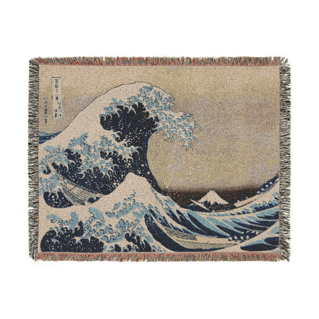 The Great Wave off Kanagawa Woven Blanket, Katsushika Hokusai, Japanese Ukiyo-e Art Throw
