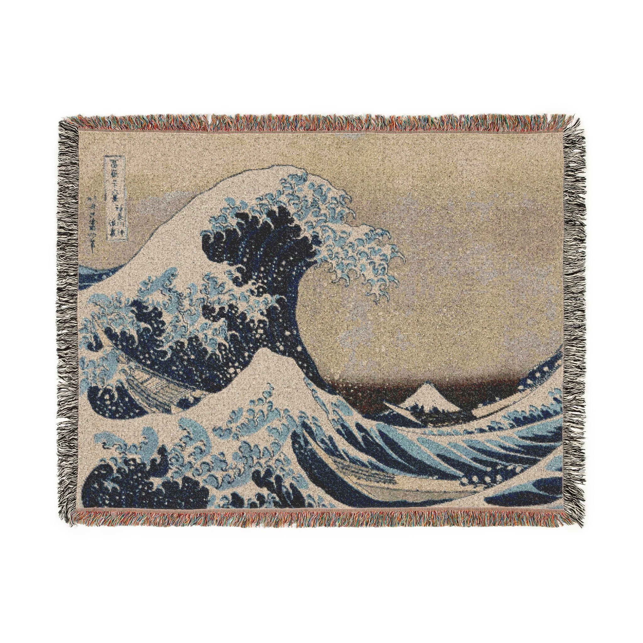 The Great Wave off Kanagawa Woven Blanket, Katsushika Hokusai, Japanese Ukiyo-e Art Throw
