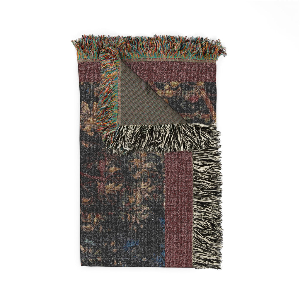 The Mystic Capture of the Unicorn Woven Blanket, Medieval Unicorn Tapestry Art Throw