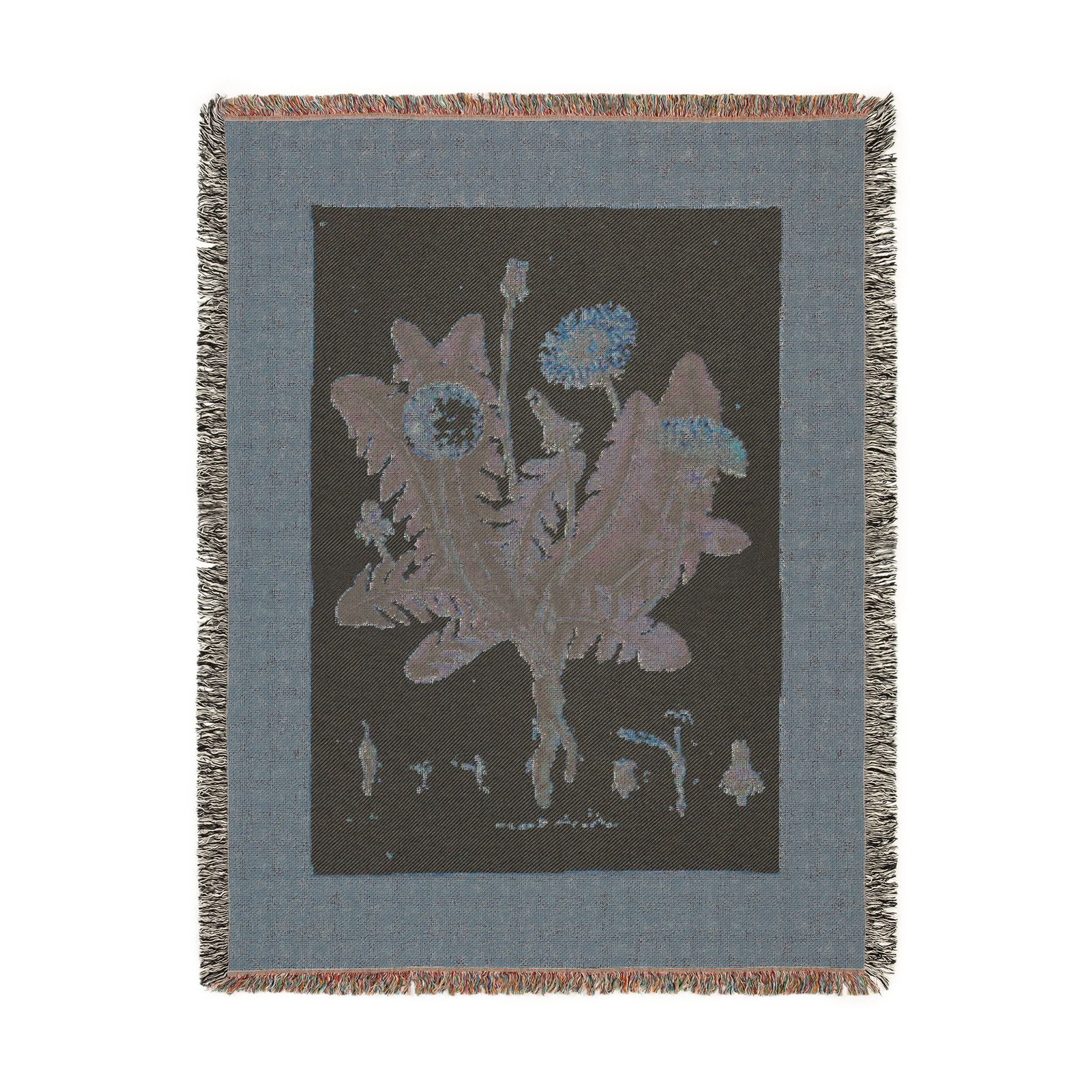 Leontodon Taraxacum Dandelion Woven Blanket, Flora Londinensis, Vintage Botanical Art