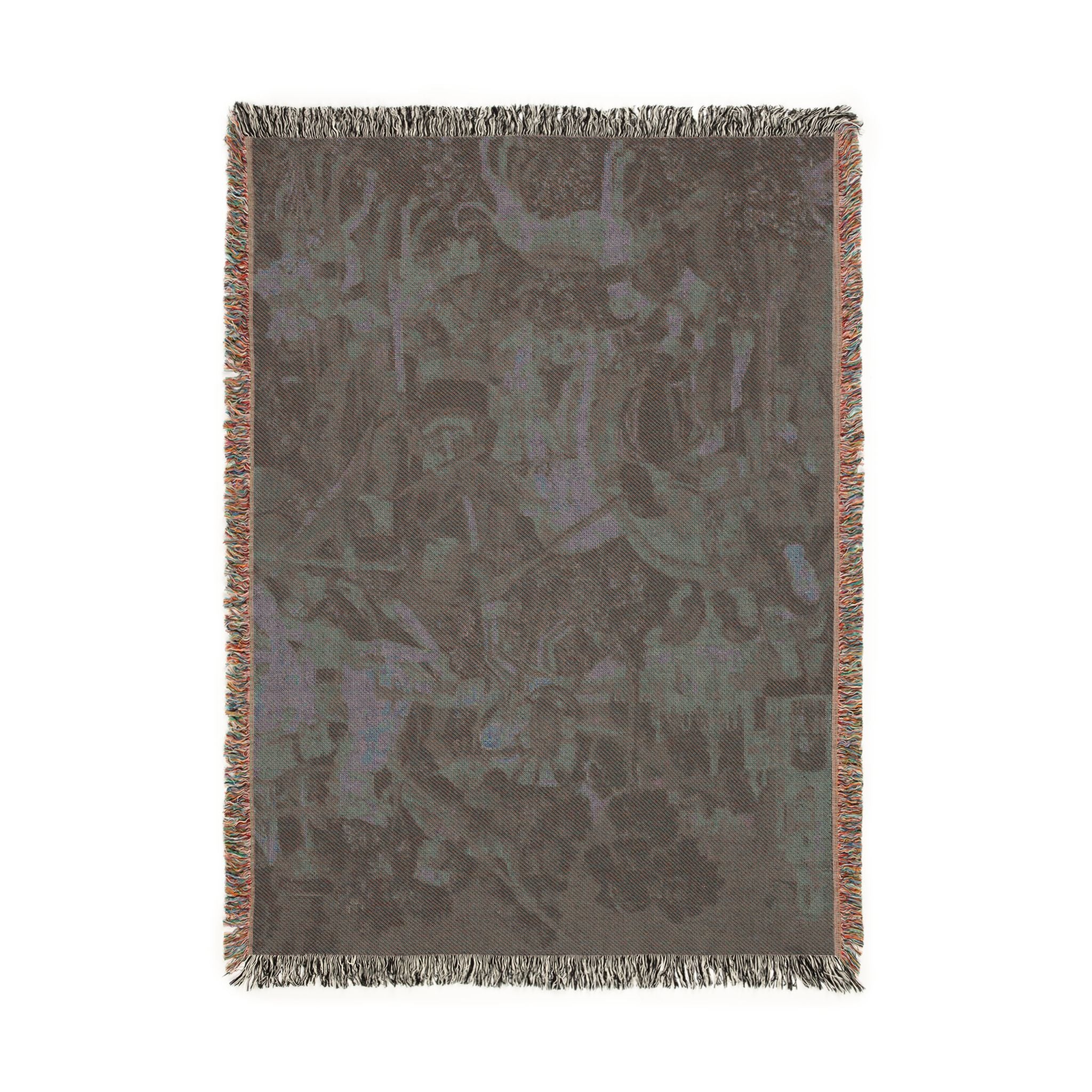 The Hunters Return to the Castle Woven Blanket, Medieval Unicorn Tapestry Art Throw