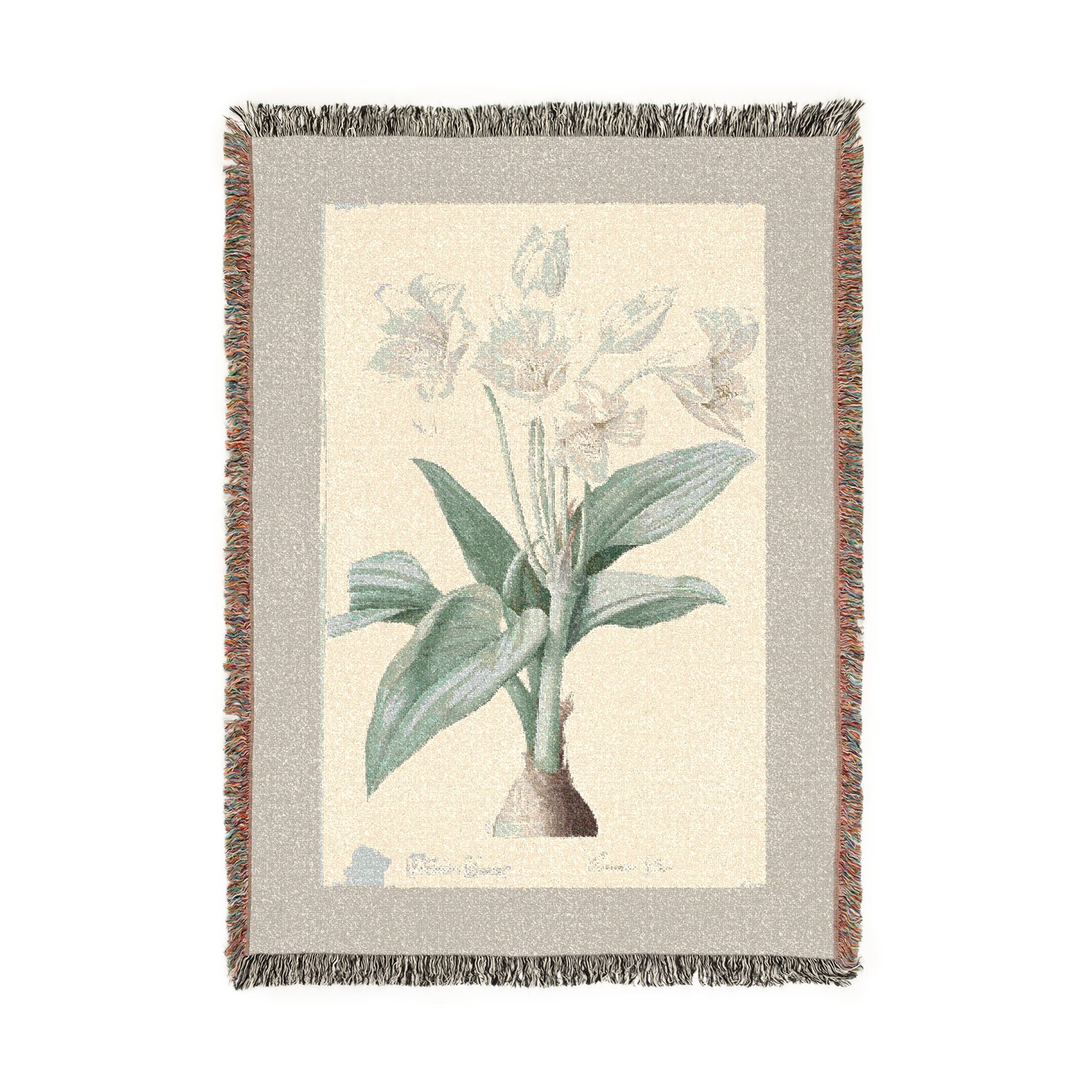 Crinum Giganteum Woven Blanket, Pierre-Joseph Redouté, Vintage Botanical Art Throw