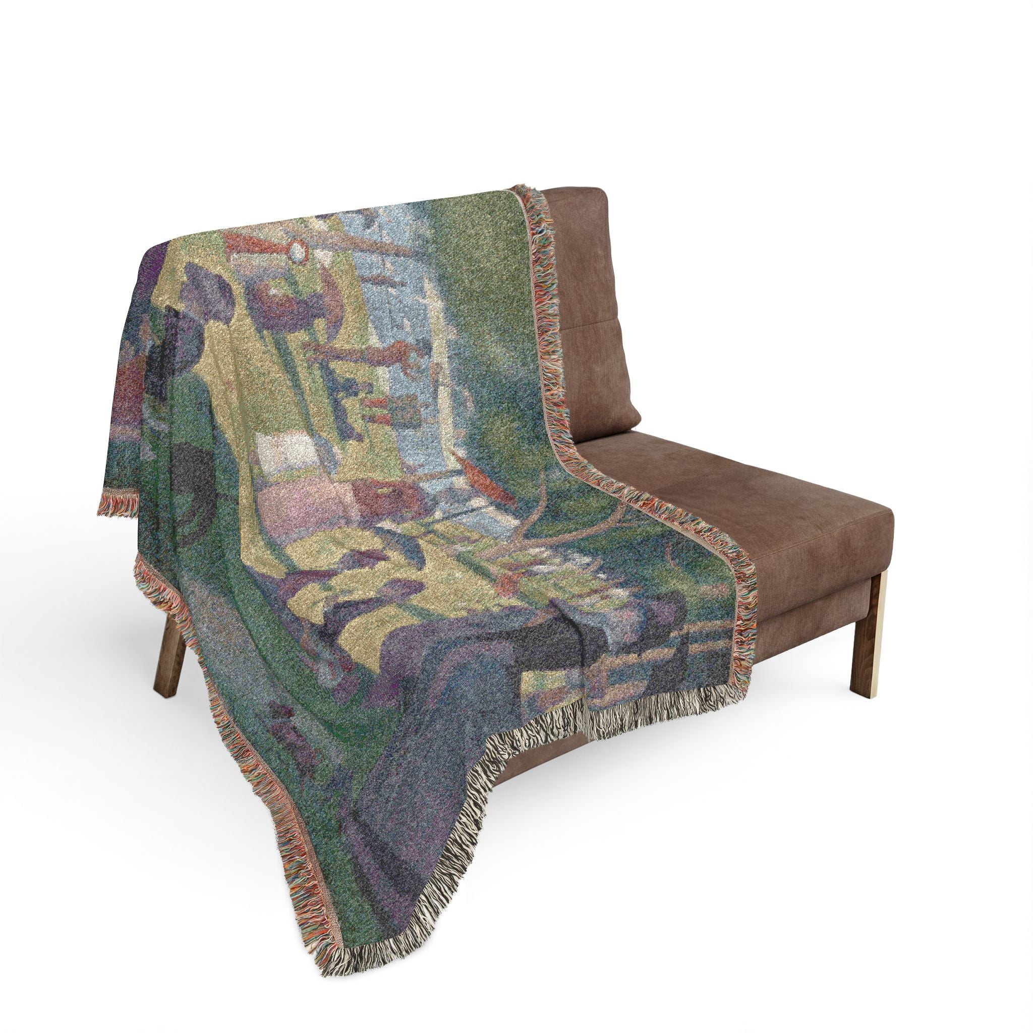 A Sunday Afternoon on the Island of La Grande Jatte Woven Blanket, Georges Seurat, Pointillist Art Throw