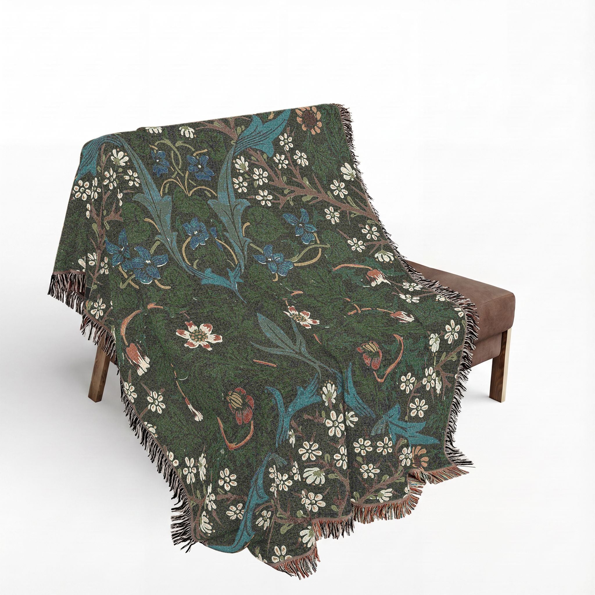 Blackthorn Woven Blanket, John Henry Dearle, Arts and Crafts Floral Art Throw