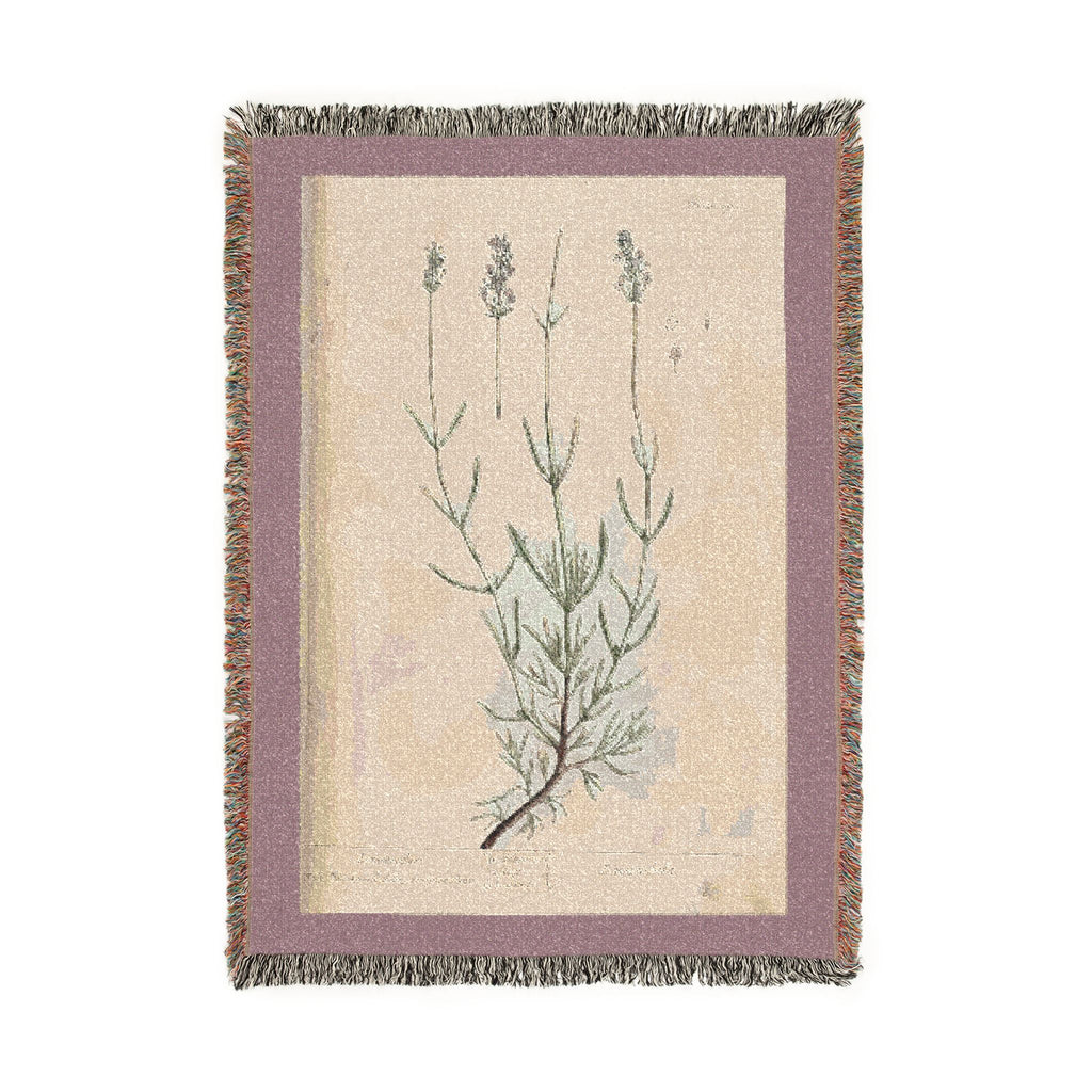 A Curious Herbal Lavender Woven Blanket, Elizabeth Blackwell, Vintage Botanical Art Throw