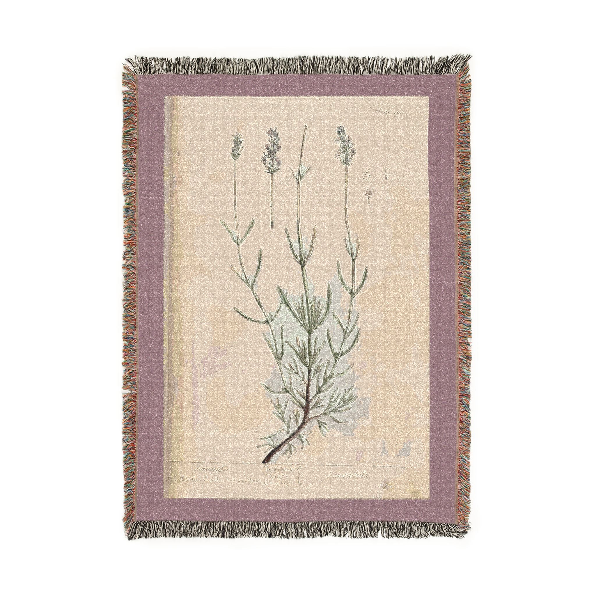 A Curious Herbal Lavender Woven Blanket, Elizabeth Blackwell, Vintage Botanical Art Throw