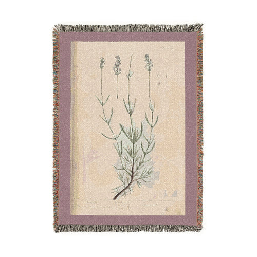 A Curious Herbal Lavender Woven Blanket, Elizabeth Blackwell, Vintage Botanical Art Throw