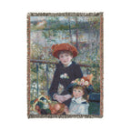 Two Sisters (On the Terrace) Woven Blanket, Pierre-Auguste Renoir, Impressionist Art Throw