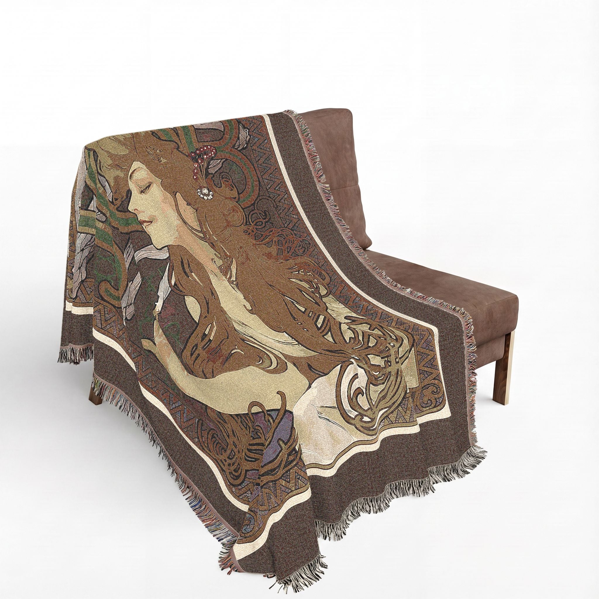JOB Cigarette Papers Woven Blanket, Alphonse Mucha, 1897 Art Nouveau Poster