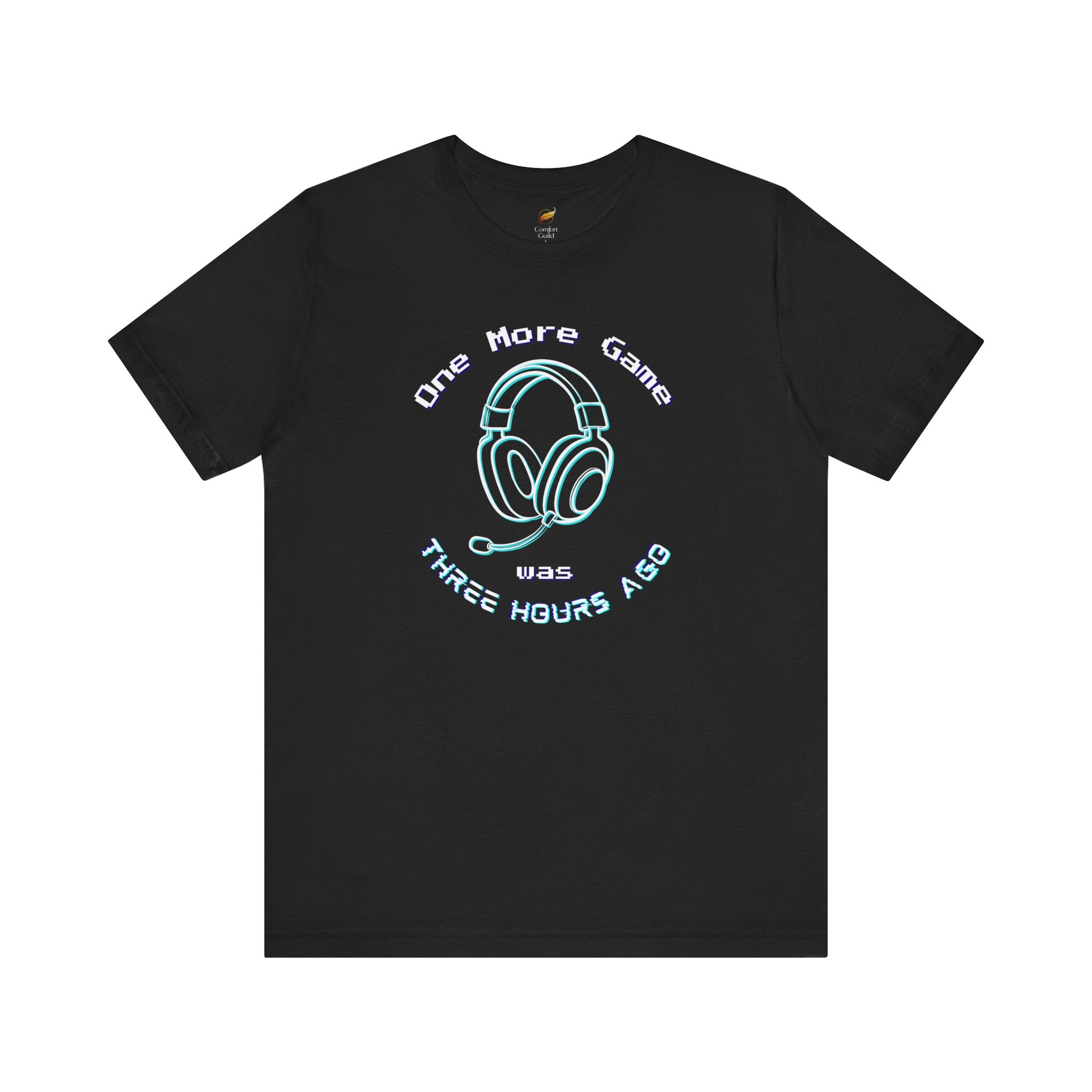 One More Game Graphic Tee, Funny Gamer T-Shirt, Neon Headset