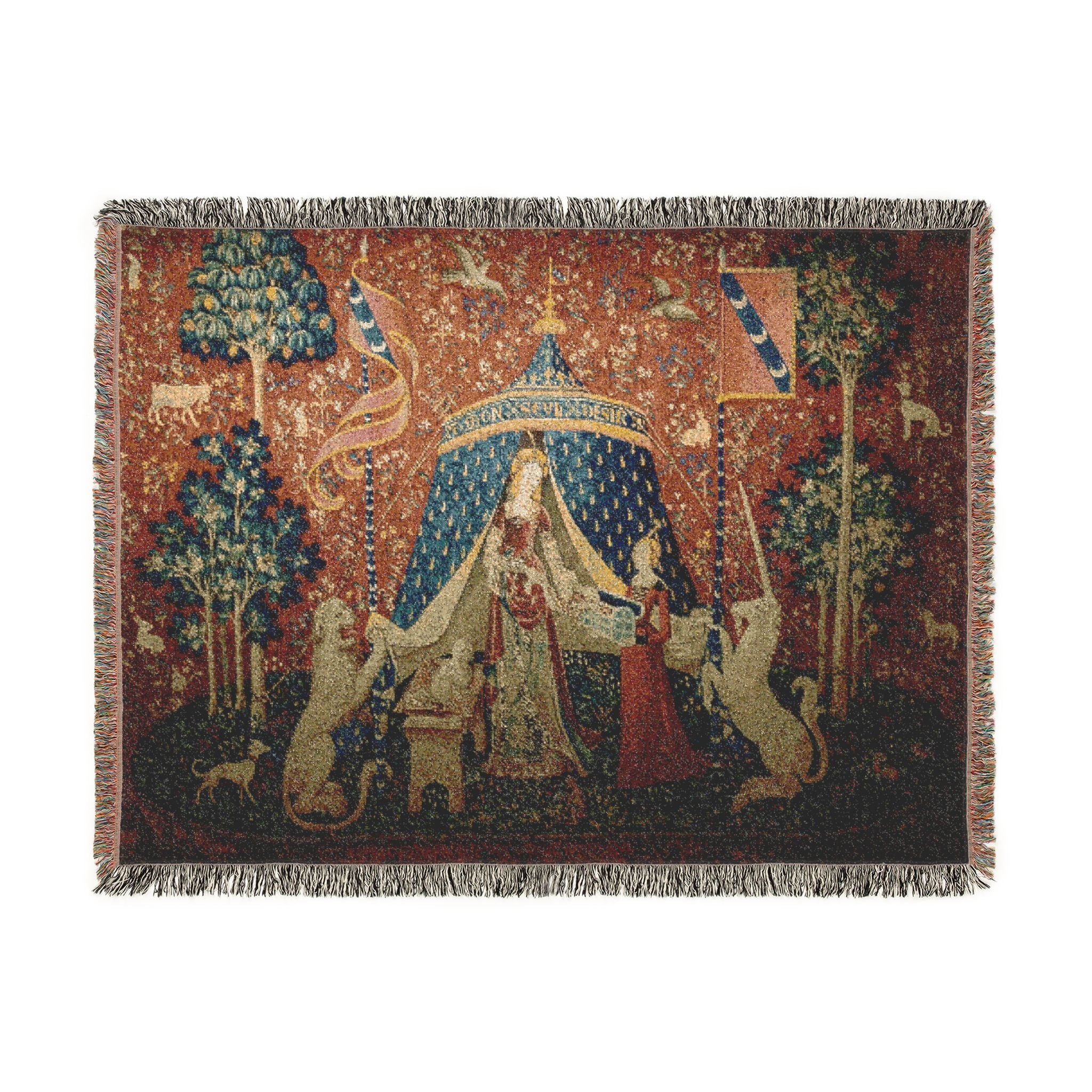 The Lady and the Unicorn À Mon Seul Désir Woven Blanket, Medieval Tapestry Art Throw