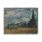 Wheat Field with Cypresses Woven Blanket, Vincent van Gogh, Fine Art Throw