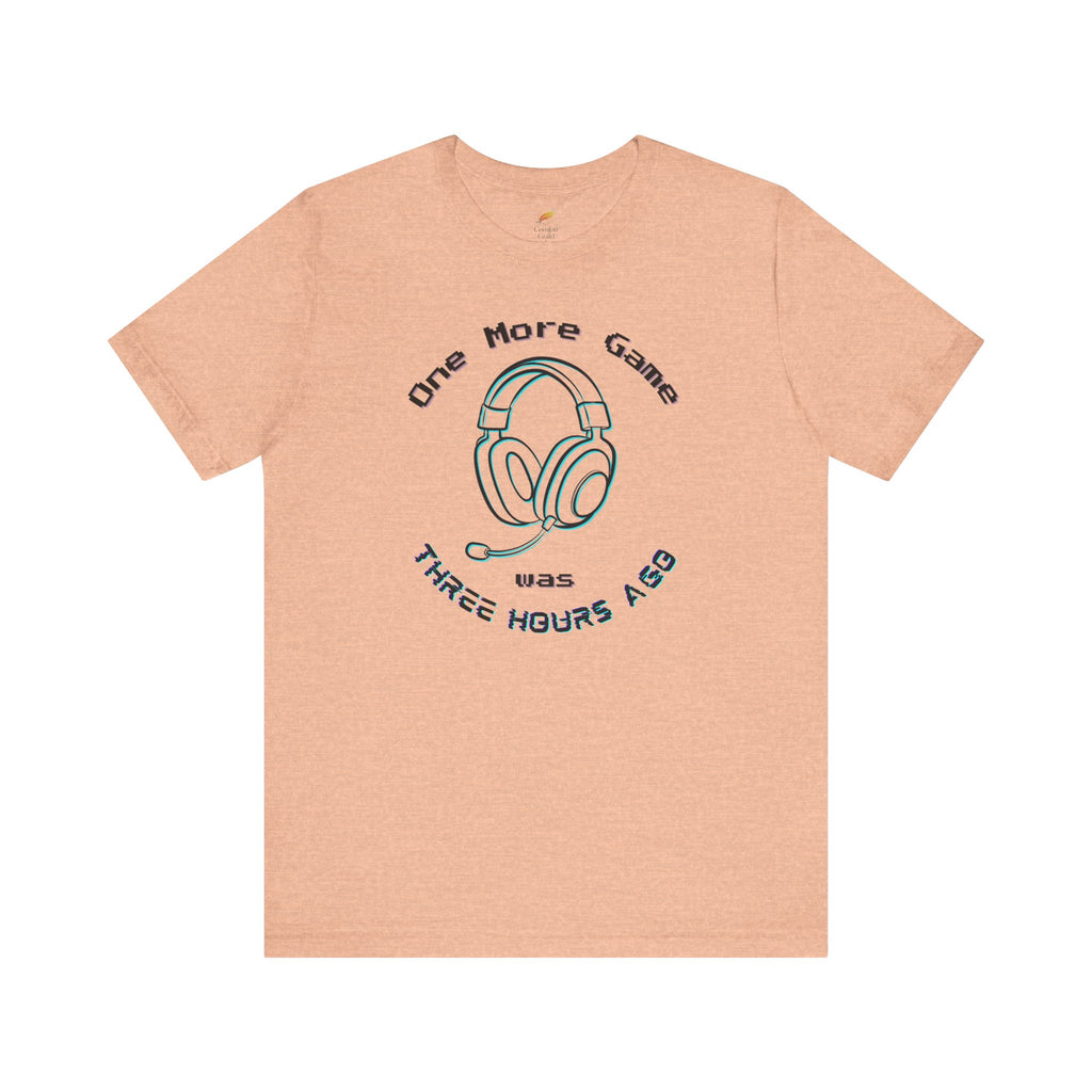 One More Game Graphic Tee, Funny Gamer T-Shirt, Neon Headset