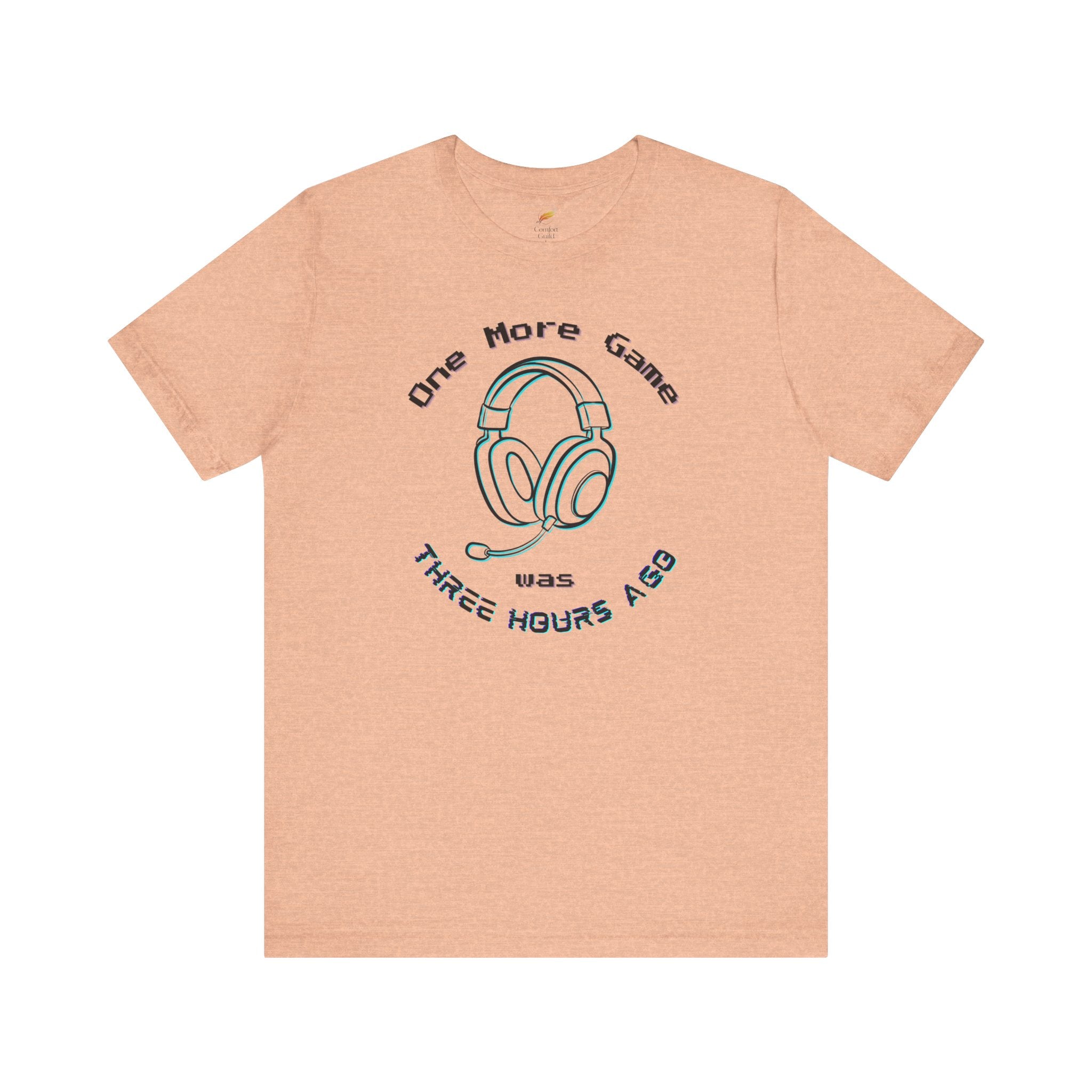 One More Game Graphic Tee, Funny Gamer T-Shirt, Neon Headset