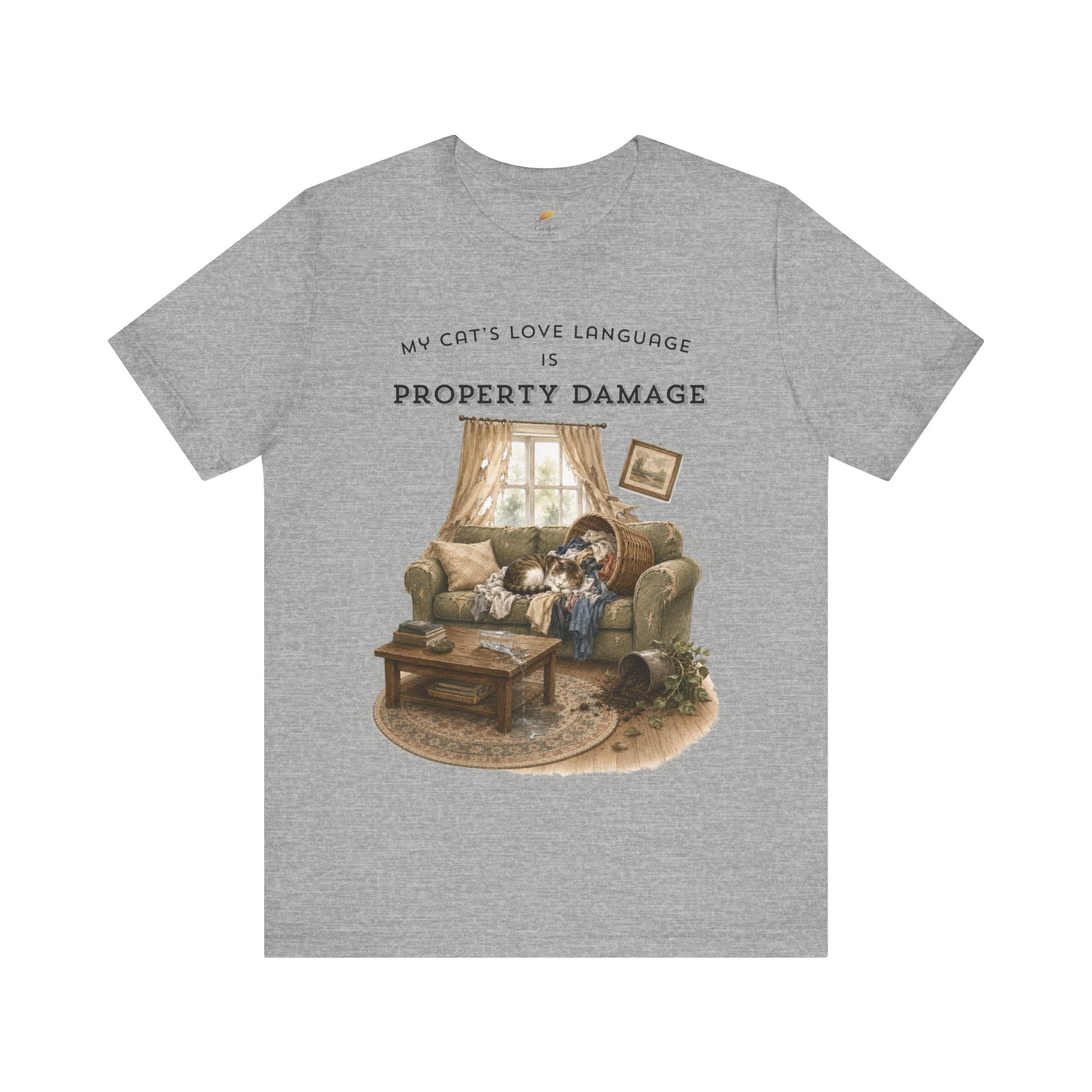My Cat's Love Language Is Property Damage Graphic Tee, Funny Cat T-Shirt
