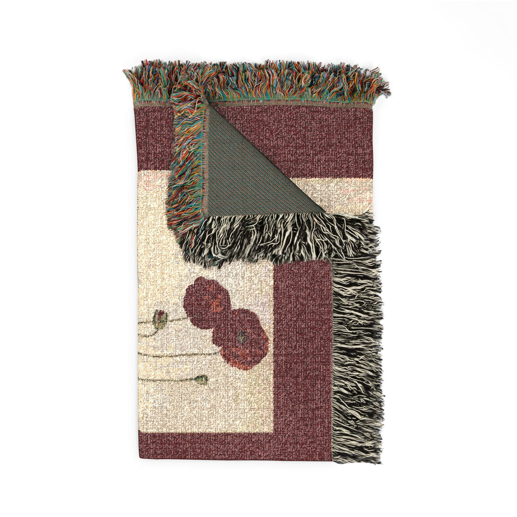 Papaver Rhoeas Poppy Woven Blanket, Flora Londinensis, Vintage Botanical Art