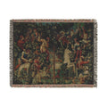 The Unicorn Crosses a Stream Woven Blanket, Medieval Unicorn Tapestry Art Throw
