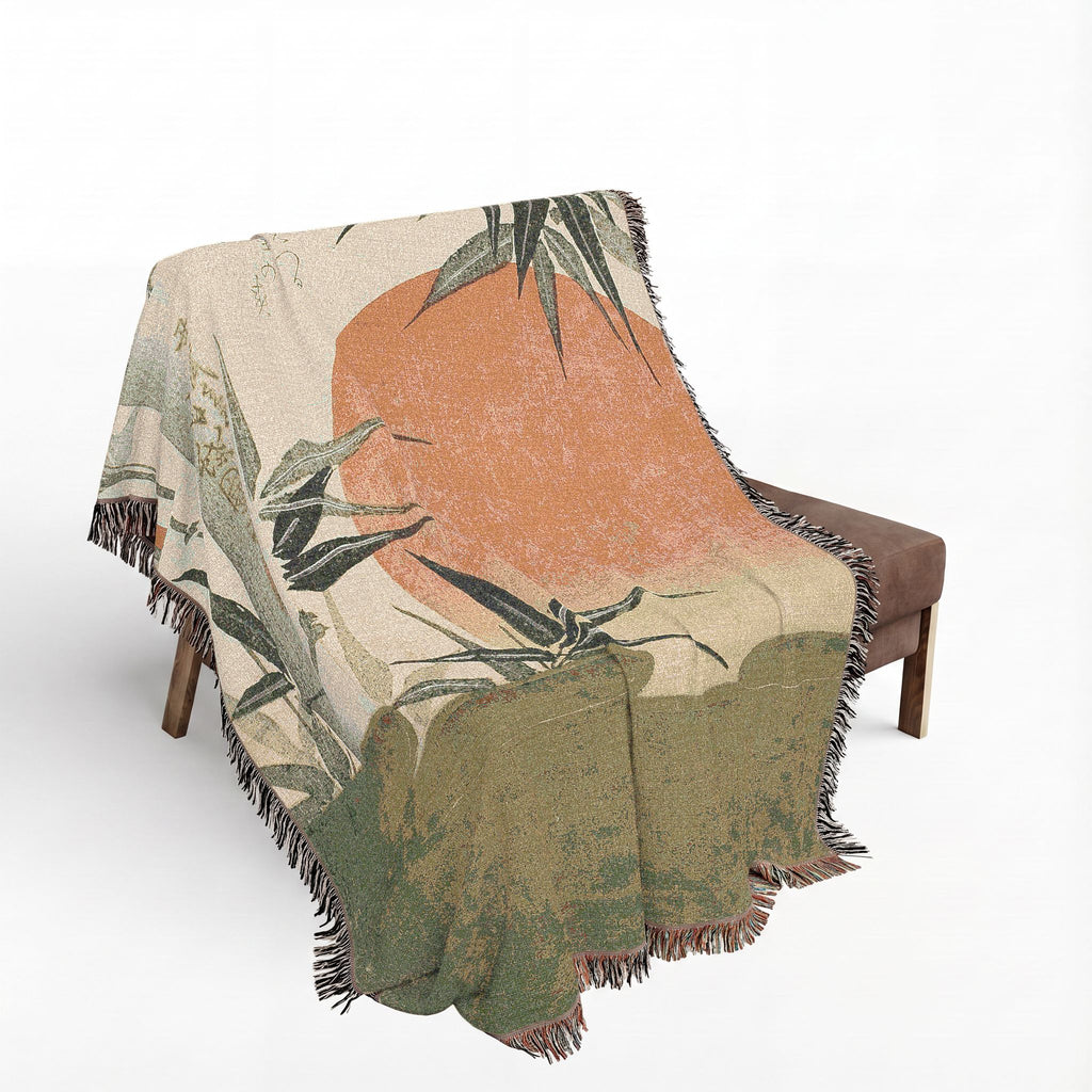 Bamboo and Rising Sun Woven Blanket, Utagawa Kunimaru, Japanese Botanical Art