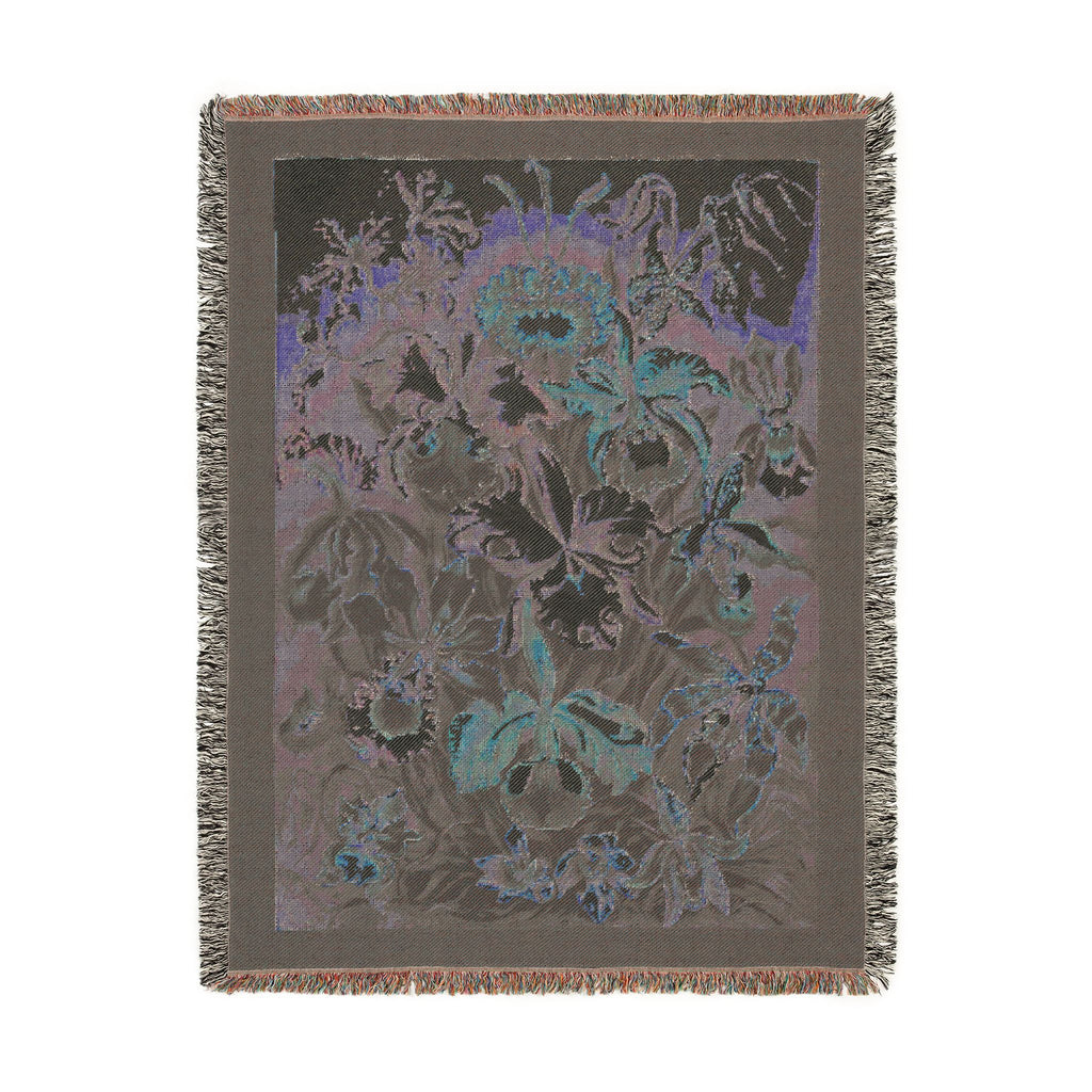 Orchidae Orchids Woven Blanket, Ernst Haeckel, Vintage Botanical Art