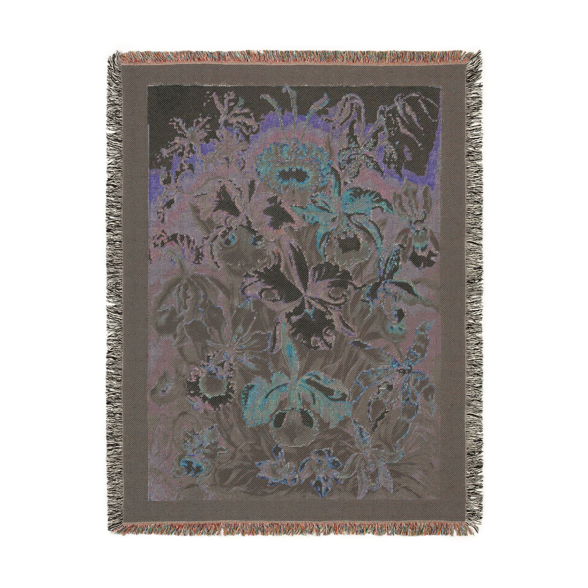 Orchidae Orchids Woven Blanket, Ernst Haeckel, Vintage Botanical Art