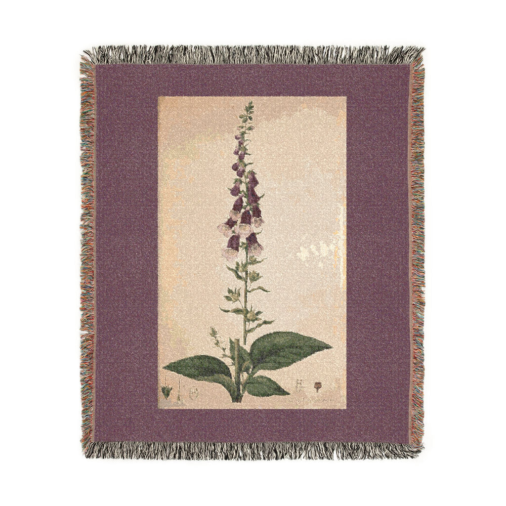 Digitalis Purpurea Foxglove Woven Blanket, Flora Londinensis, Vintage Botanical Art