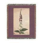 Digitalis Purpurea Foxglove Woven Blanket, Flora Londinensis, Vintage Botanical Art