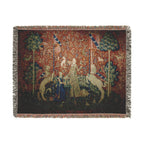 The Lady and the Unicorn Taste Woven Blanket, Medieval Tapestry Art Throw