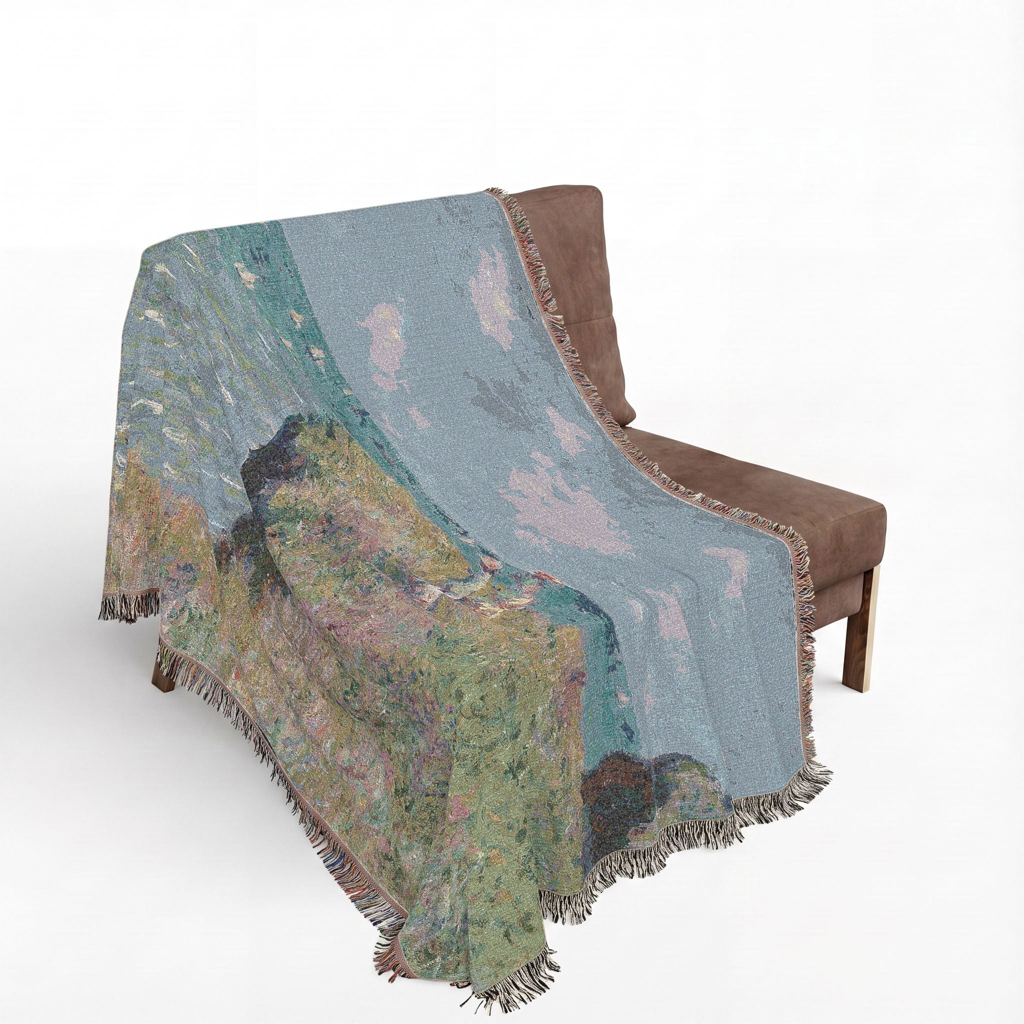 Cliff Walk at Pourville Woven Blanket, Claude Monet, Impressionist Art Throw