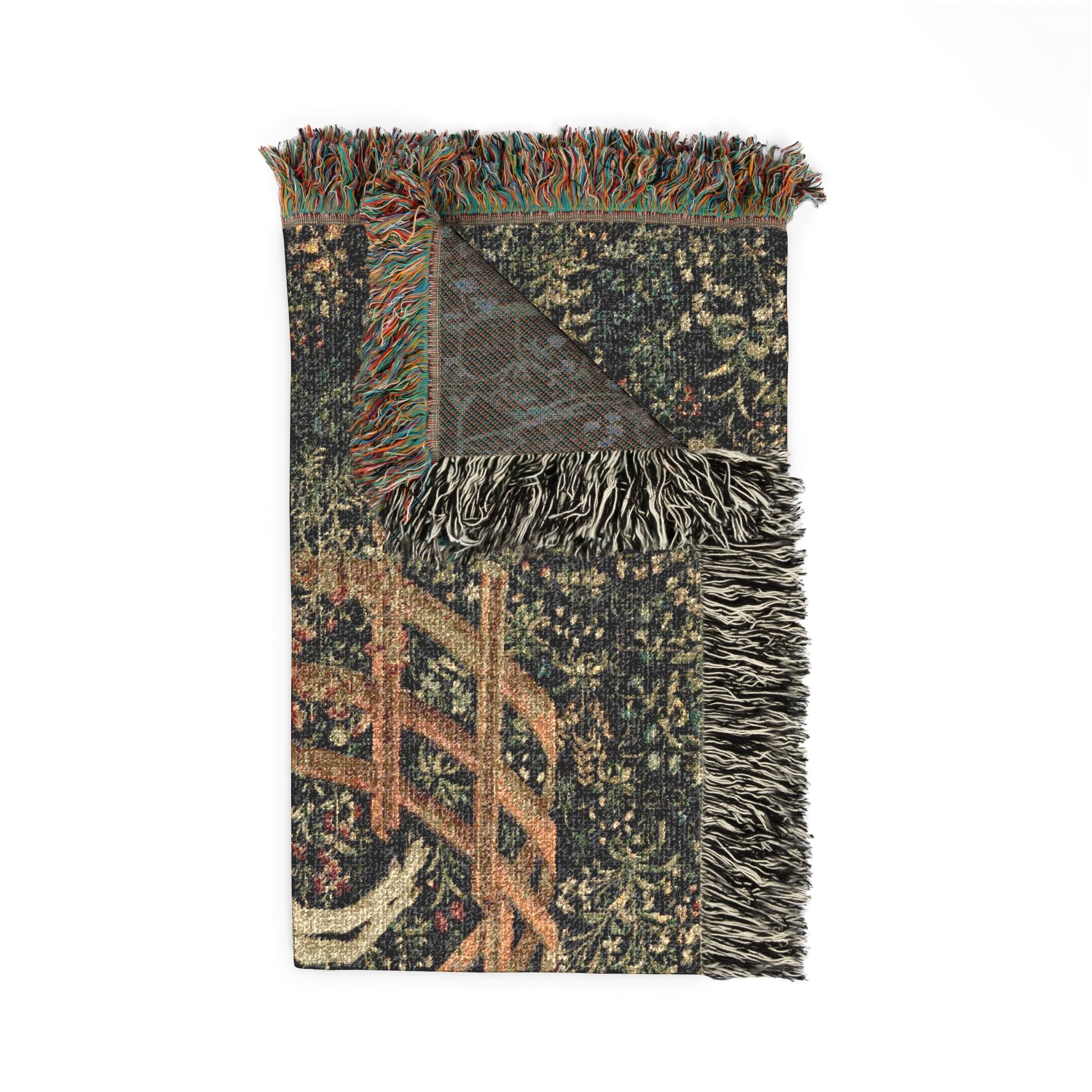 The Unicorn in Captivity Woven Blanket, Medieval Unicorn Tapestry Art Throw