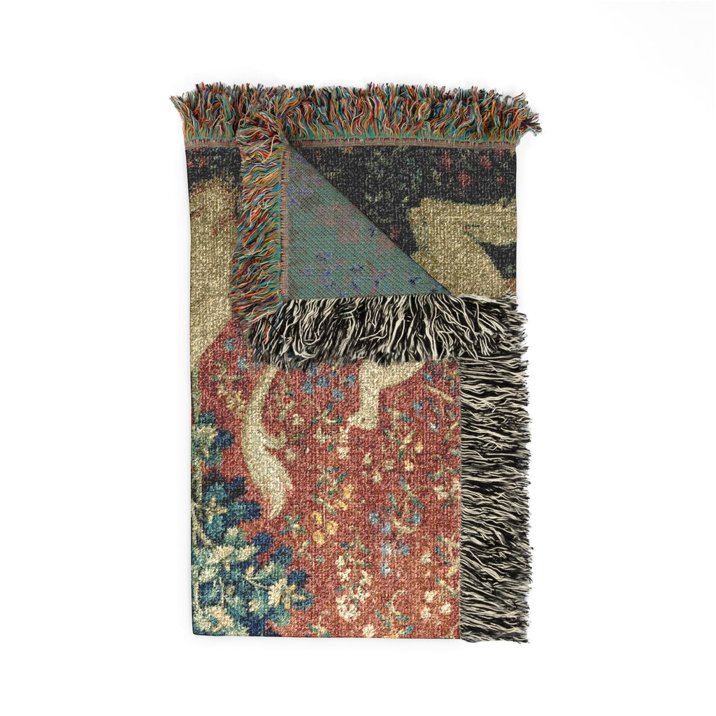 The Lady and the Unicorn Sight Woven Blanket, Medieval Tapestry Art Throw
