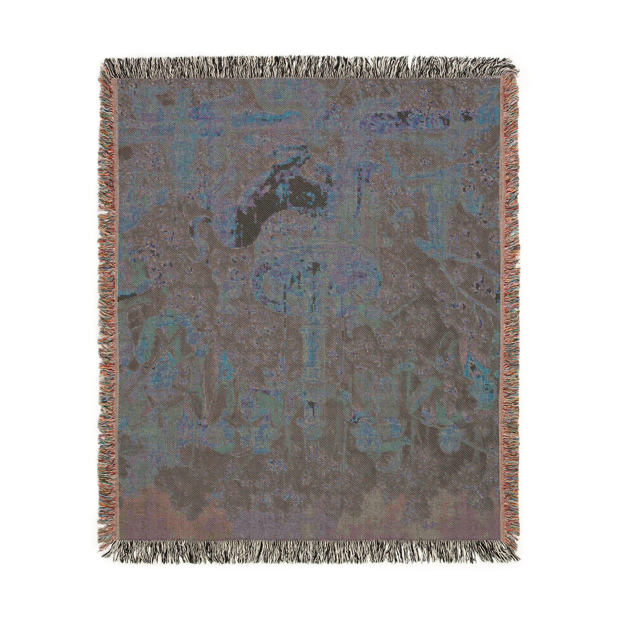 The Unicorn Purifies Water Woven Blanket, Medieval Unicorn Tapestry Art Throw