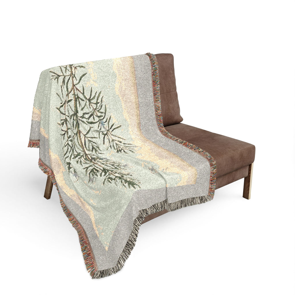 A Curious Herbal Rosemary Woven Blanket, Elizabeth Blackwell, Vintage Botanical Art Throw