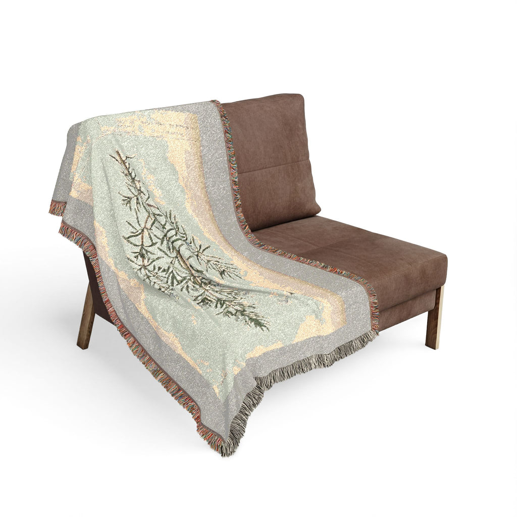 A Curious Herbal Rosemary Woven Blanket, Elizabeth Blackwell, Vintage Botanical Art Throw