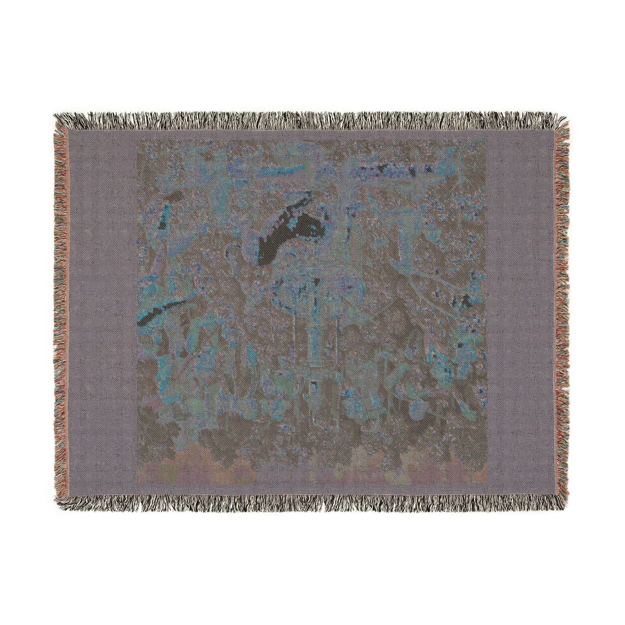 The Unicorn Purifies Water Woven Blanket, Medieval Unicorn Tapestry Art Throw