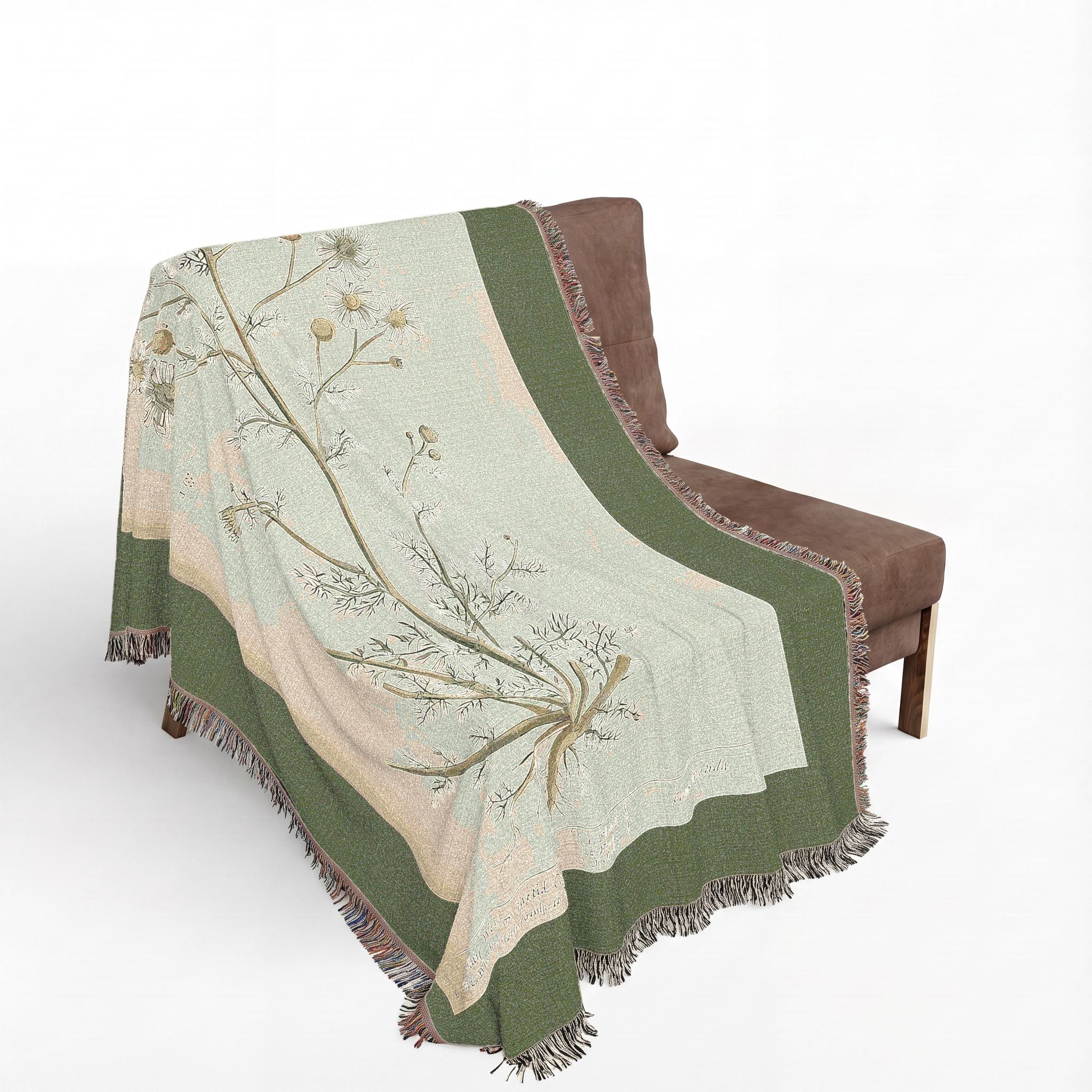 A Curious Herbal Faetid Camomile Woven Blanket, Elizabeth Blackwell, Botanical Art Throw