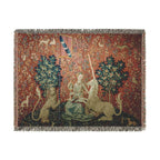 The Lady and the Unicorn Sight Woven Blanket, Medieval Tapestry Art Throw