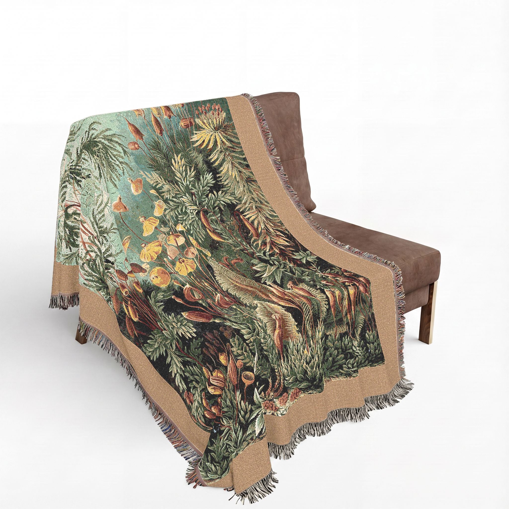 Muscinae Moss Woven Blanket, Ernst Haeckel, Vintage Botanical Art