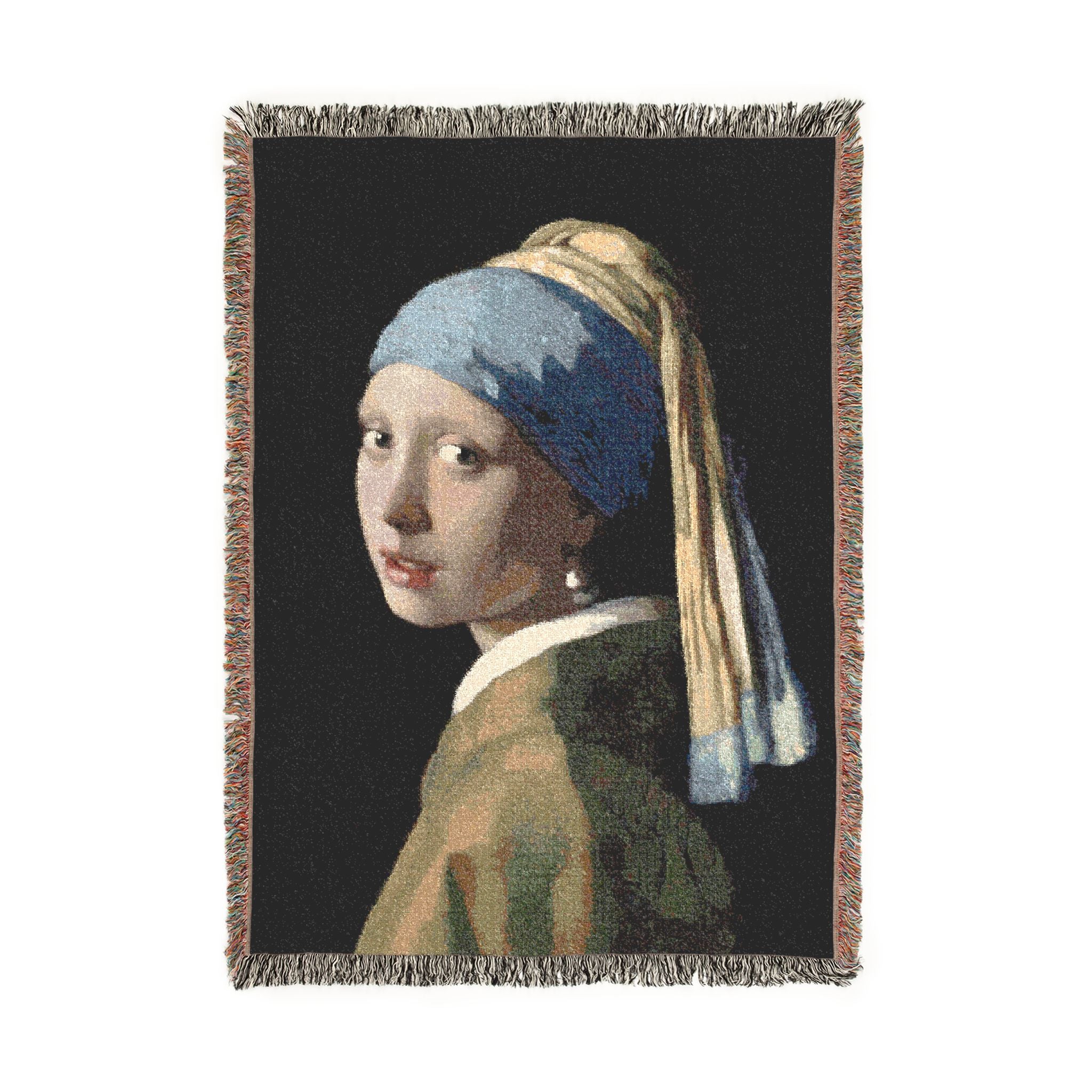 Girl with a Pearl Earring Woven Blanket, Johannes Vermeer, Dutch Golden Age Art