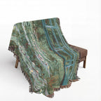 Japanese Footbridge Woven Blanket, Claude Monet, Impressionist Garden Art Throw