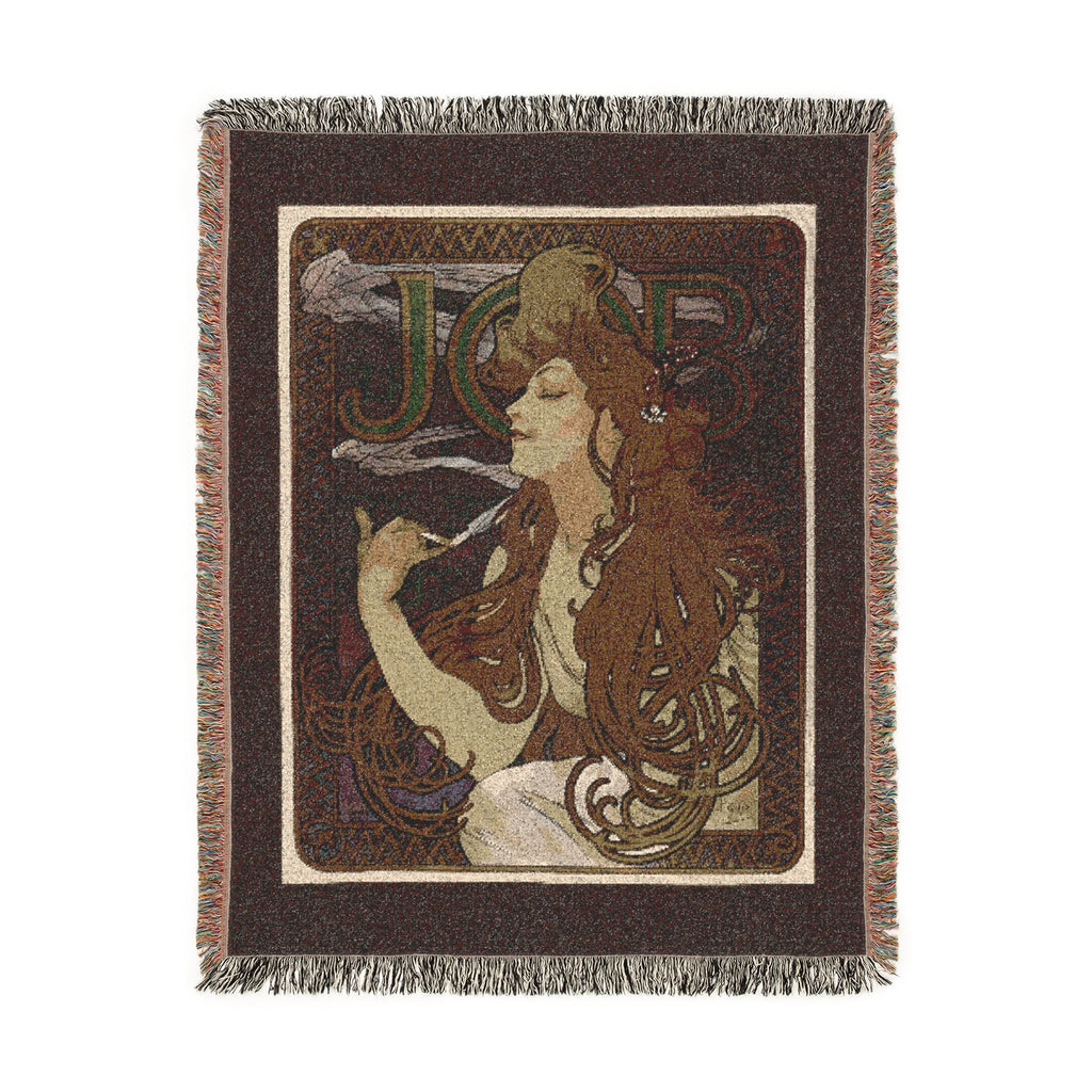 JOB Cigarette Papers Woven Blanket, Alphonse Mucha, 1897 Art Nouveau Poster