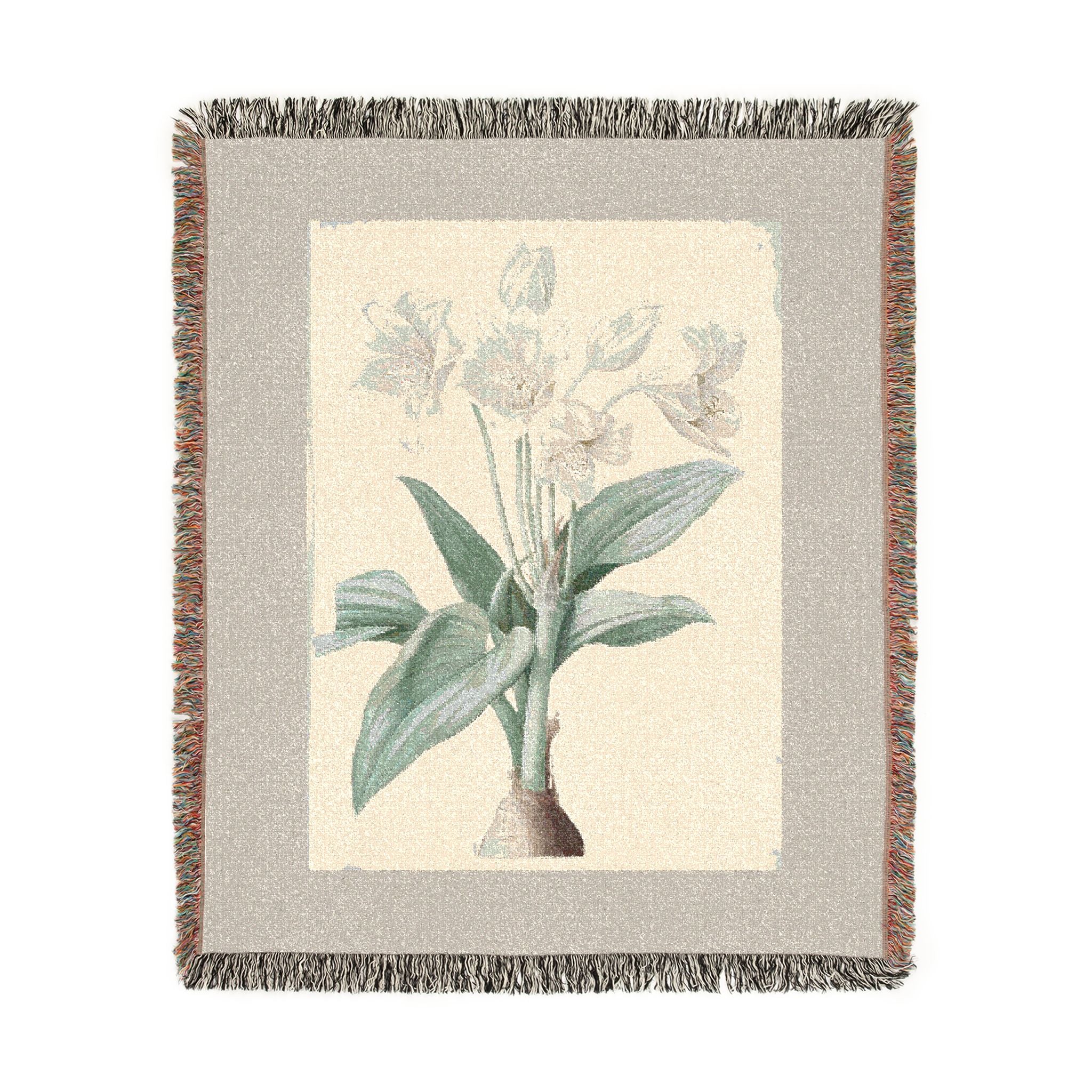 Crinum Giganteum Woven Blanket, Pierre-Joseph Redouté, Vintage Botanical Art Throw