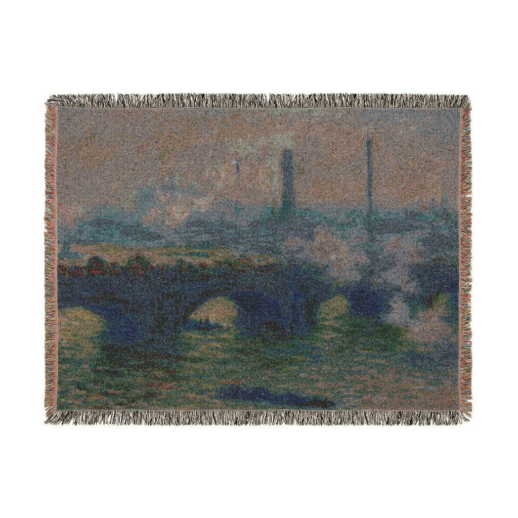 Waterloo Bridge, Gray Day Woven Blanket, Claude Monet, Impressionist London Art