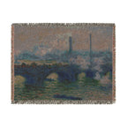 Waterloo Bridge, Gray Day Woven Blanket, Claude Monet, Impressionist London Art