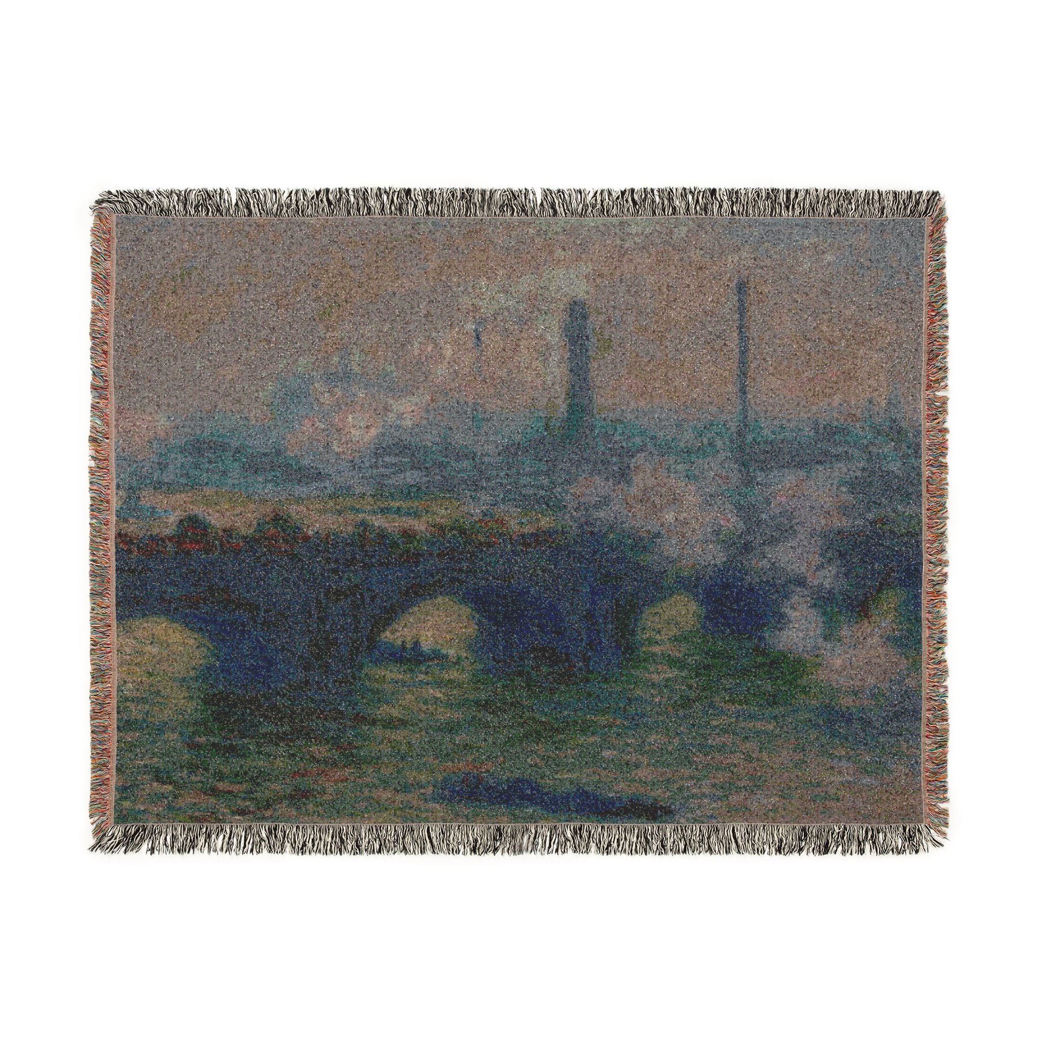 Waterloo Bridge, Gray Day Woven Blanket, Claude Monet, Impressionist London Art