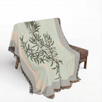 A Curious Herbal Rosemary Woven Blanket, Elizabeth Blackwell, Vintage Botanical Art Throw